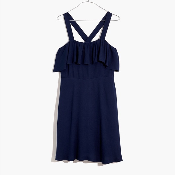 Madewell Apron Ruffle Dress Navy - Picture 1 of 5